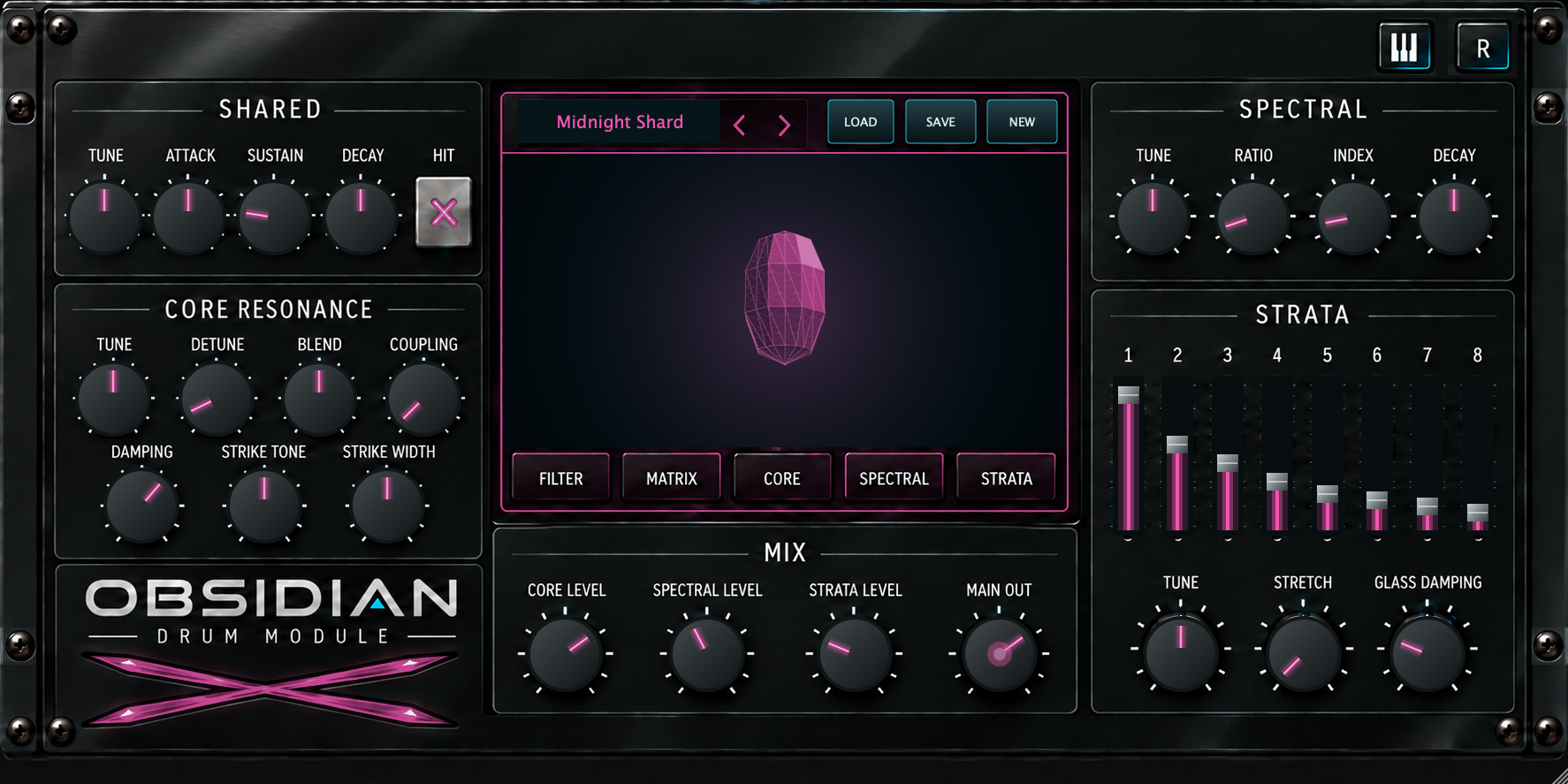 Actual Obsidian drum module interface
