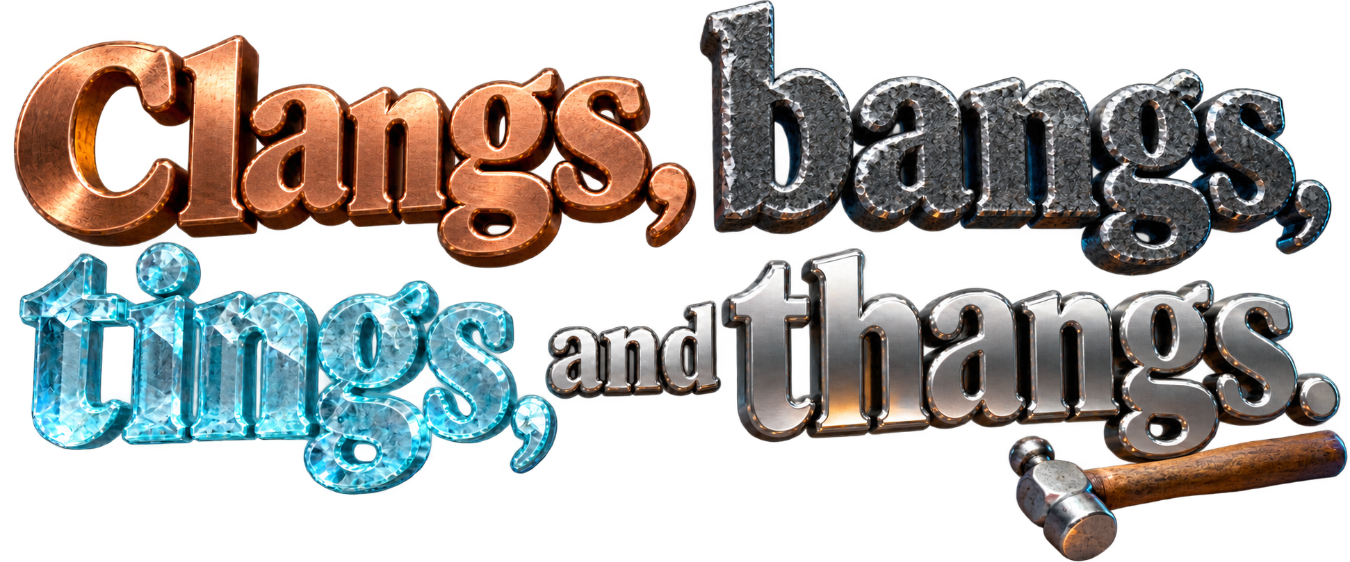 Clangs, bangs, tings, and thangs.
